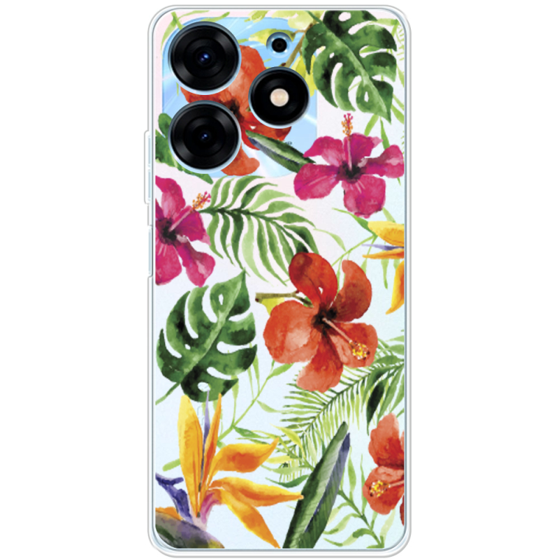 Прозрачный чехол BoxFace Tecno Spark 10 Pro Tropical Flowers