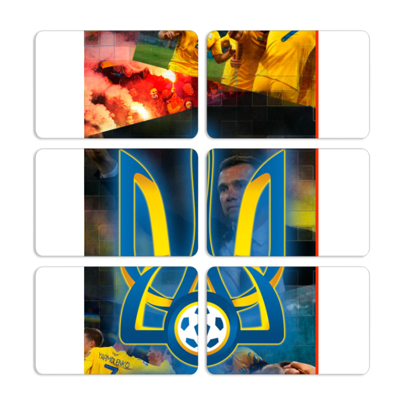 Магнитные фотопазлы 80 на 50 набор 6 штук UA national team