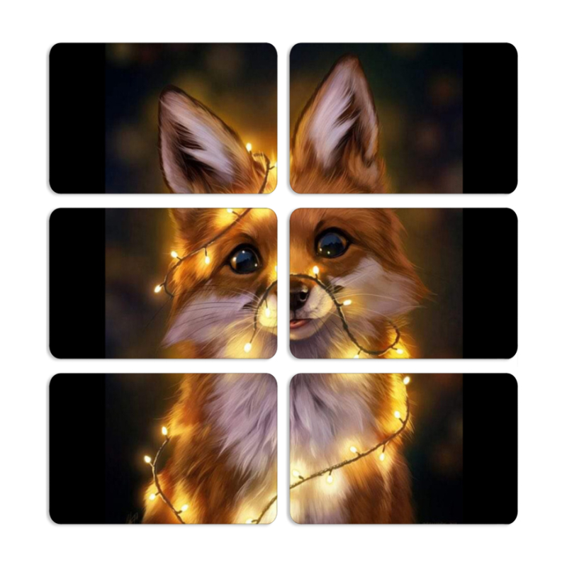 Магнитные фотопазлы 80 на 50 набор 6 штук Різдвяна лисичка