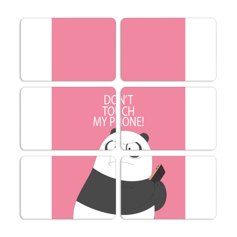 Магнитные фотопазлы 80 на 50 набор 6 штук Dont Touch My Phone Panda