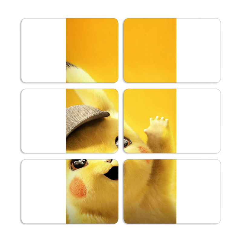 Магнитные фотопазлы 80 на 50 набор 6 штук Pikachu