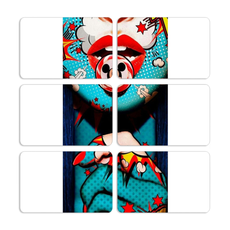 Магнитные фотопазлы 80 на 50 набор 6 штук Girl Pop Art