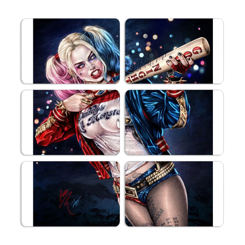 Магнитные фотопазлы 80 на 50 набор 6 штук Harley Quinn