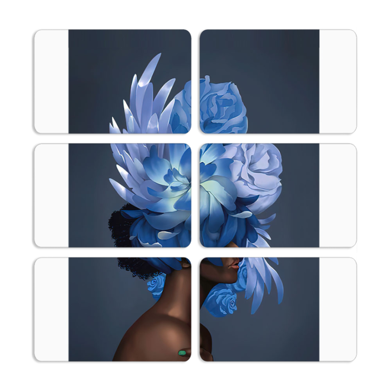 Магнитные фотопазлы 80 на 50 набор 6 штук Exquisite Blue Flowers