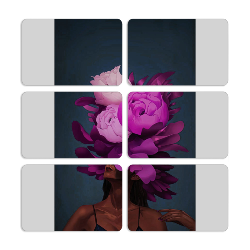 Магнитные фотопазлы 80 на 50 набор 6 штук Exquisite Purple Flowers