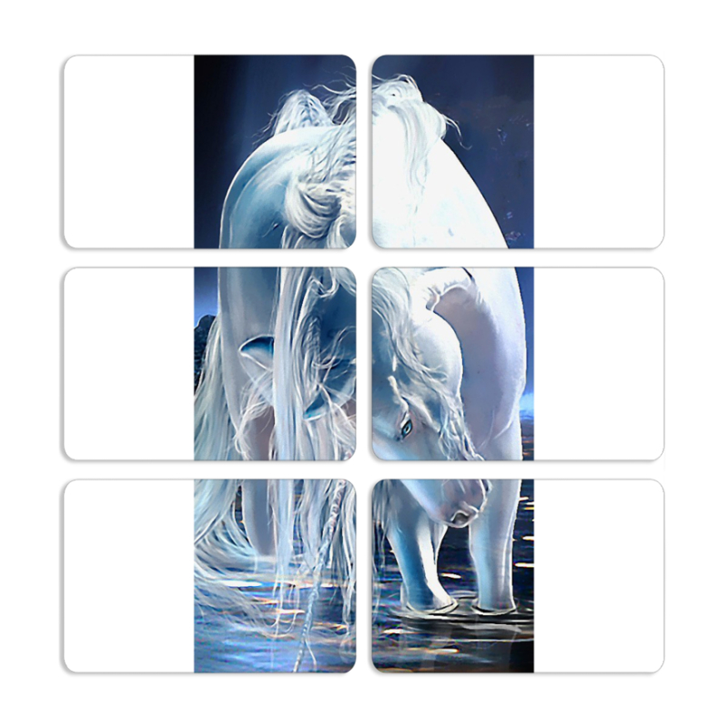Магнитные фотопазлы 80 на 50 набор 6 штук White Horse