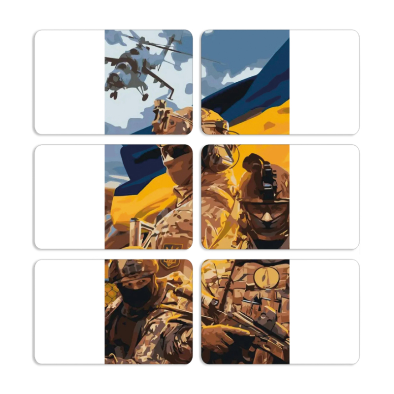 Магнитные фотопазлы 80 на 50 набор 6 штук Воїни ЗСУ