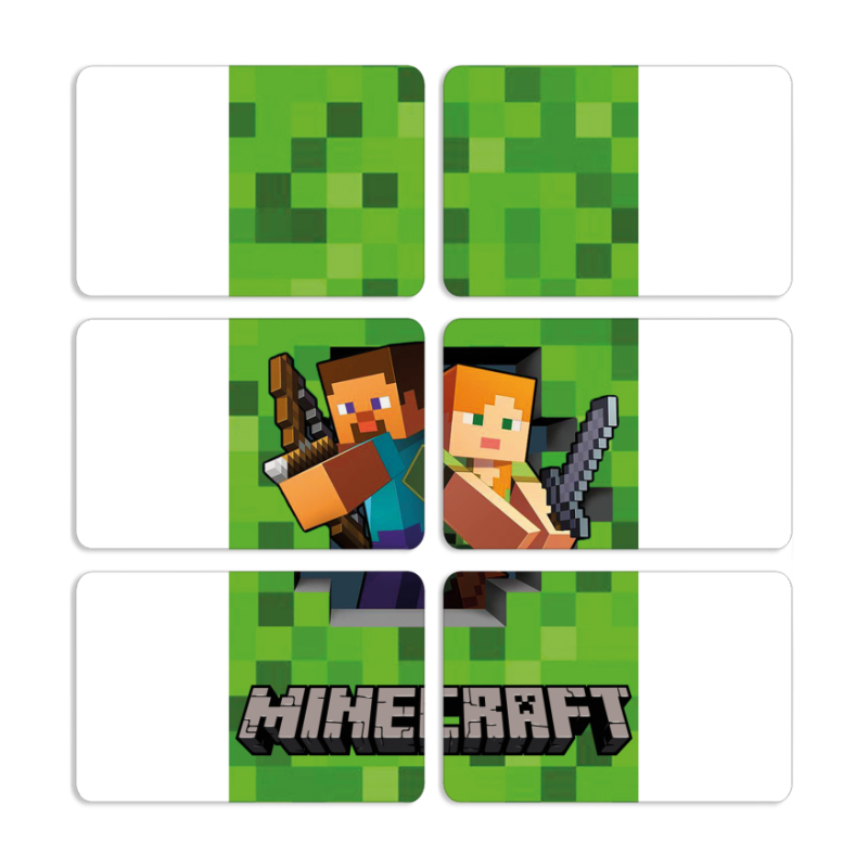 Магнитные фотопазлы 80 на 50 набор 6 штук Майнкрафт Стів і Алекс