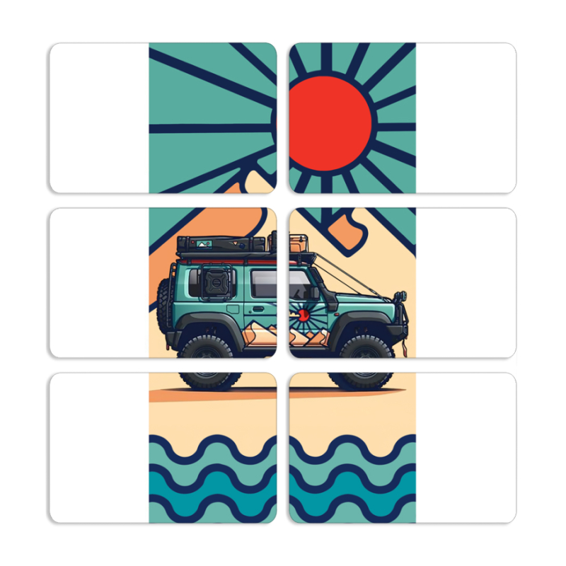 Магнитные фотопазлы 80 на 50 набор 6 штук Off Road