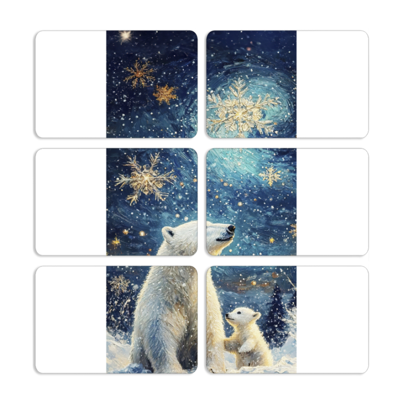 Магнитные фотопазлы 80 на 50 набор 6 штук Північні ведмеді