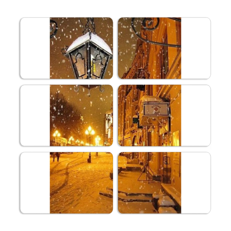 Магнитные фотопазлы 80 на 50 набор 6 штук Night Street