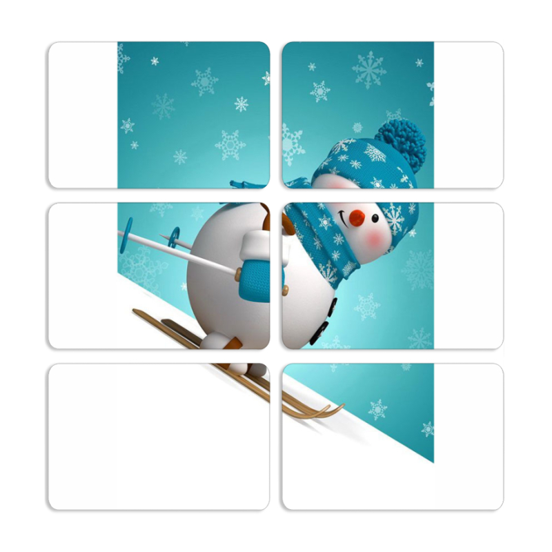 Магнитные фотопазлы 80 на 50 набор 6 штук Skier Snowman