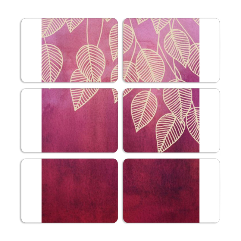 Магнитные фотопазлы 80 на 50 набор 6 штук Gold Leaves