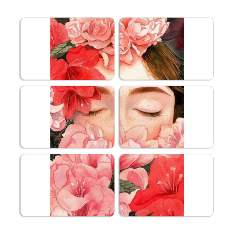 Магнитные фотопазлы 80 на 50 набор 6 штук Girl in Flowers