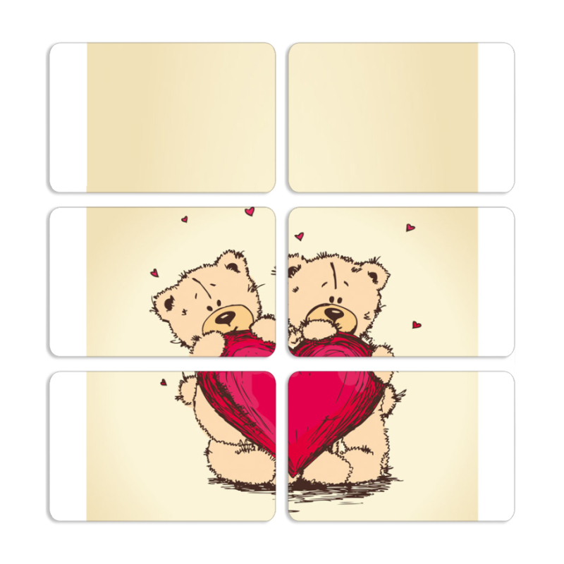 Магнитные фотопазлы 80 на 50 набор 6 штук Teddy Bear Love