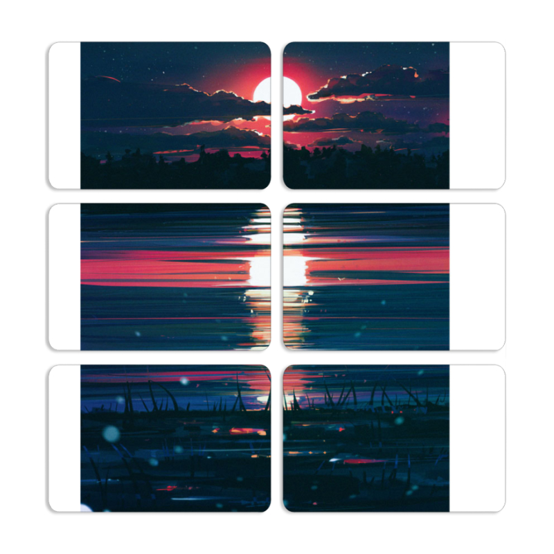 Магнитные фотопазлы 80 на 50 набор 6 штук Midnight