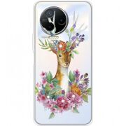 Чехол со стразами Infinix Note 12 2023 Deer with flowers