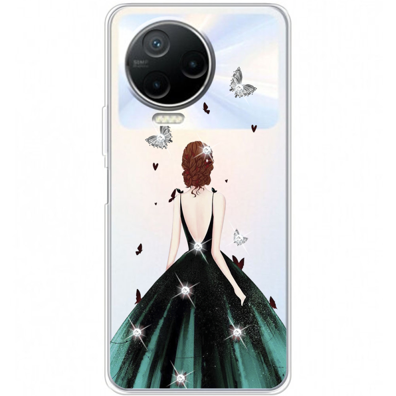 Чехол со стразами Infinix Note 12 2023 Girl in the green dress