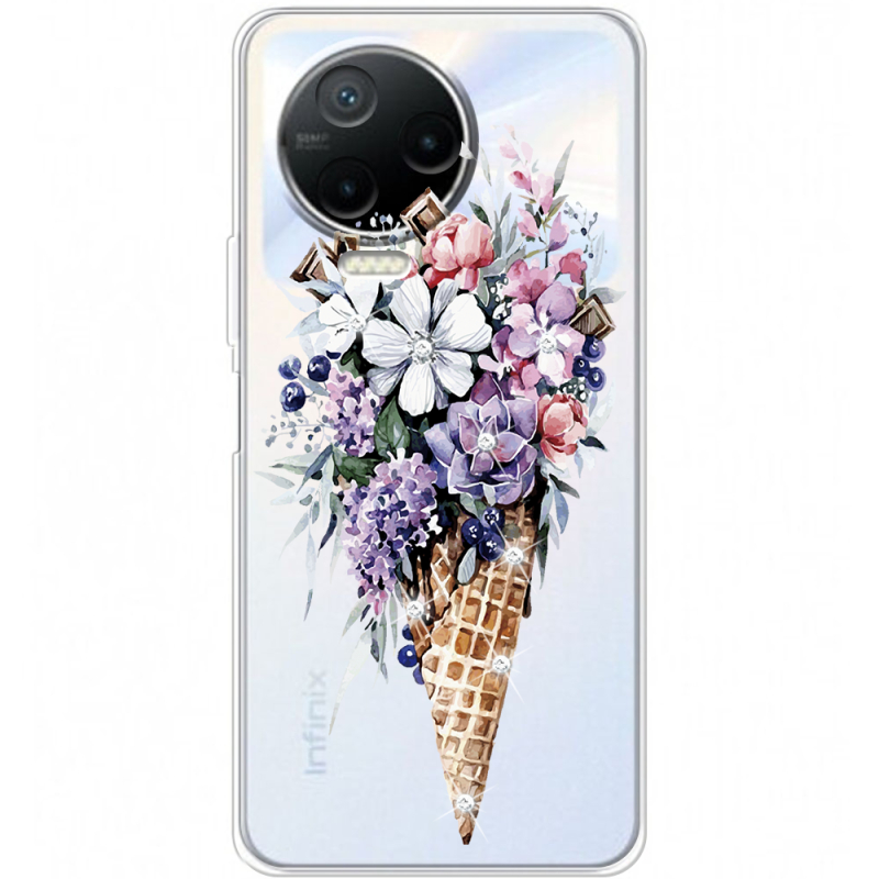 Чехол со стразами Infinix Note 12 2023 Ice Cream Flowers