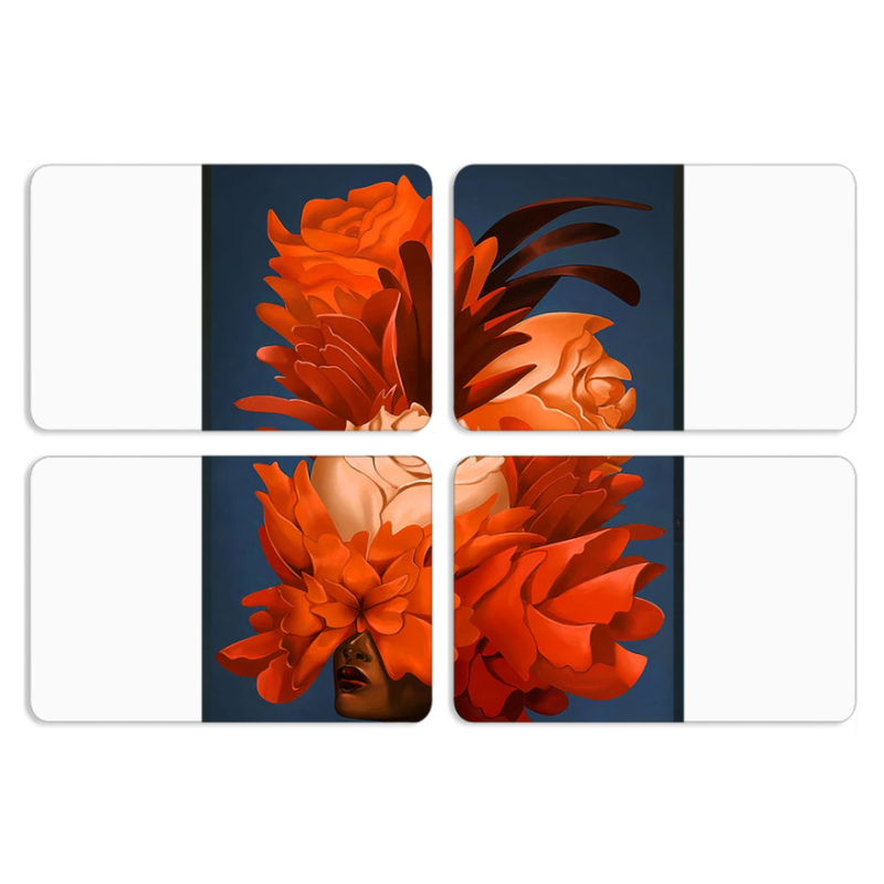 Магнитные фотопазлы 80 на 50 набор 4 штуки Exquisite Orange Flowers