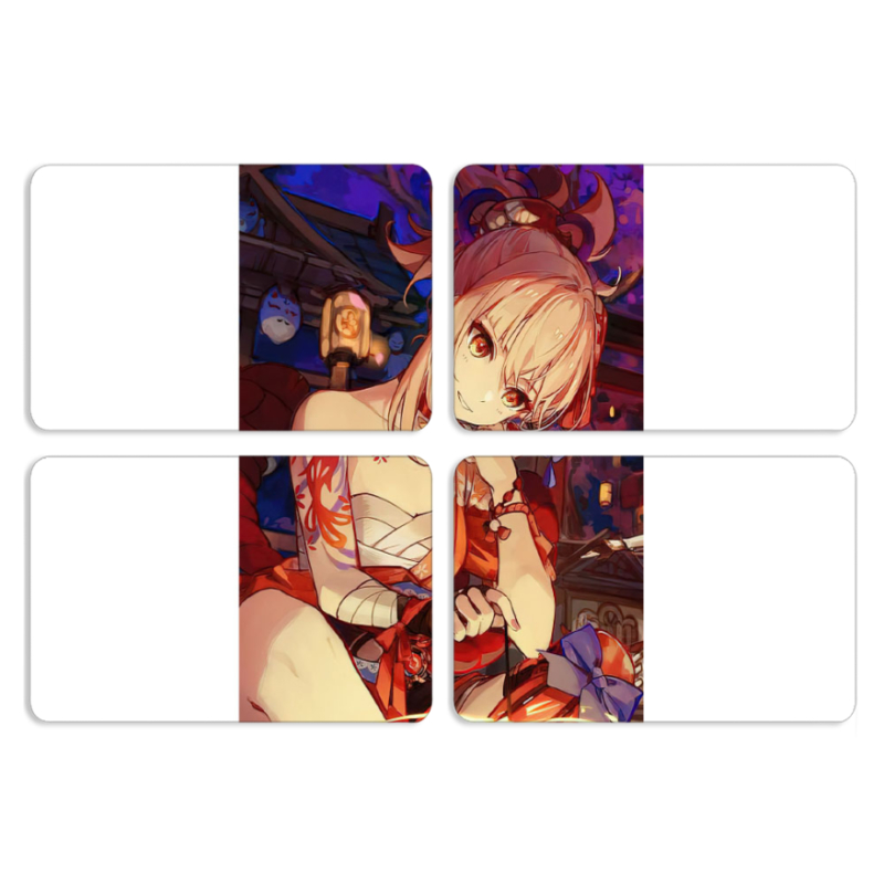 Магнитные фотопазлы 80 на 50 набор 4 штуки Genshin Ёимия с огоньком