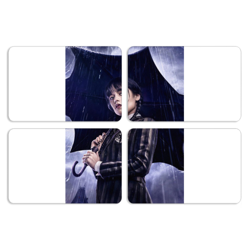 Магнитные фотопазлы 80 на 50 набор 4 штуки Wednesday Addams