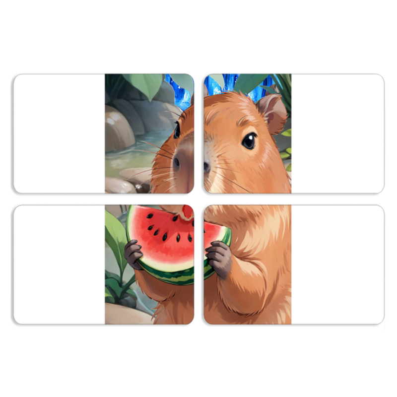 Магнитные фотопазлы 80 на 50 набор 4 штуки Капібара з кавуном