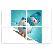 Магнитные фотопазлы 80 на 50 набор 4 штуки Skier Snowman