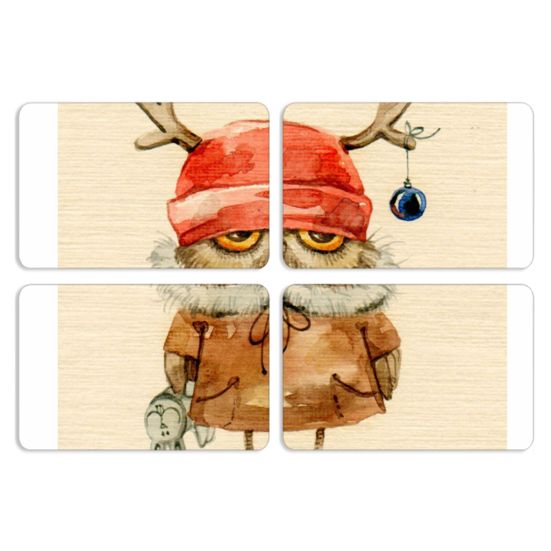 Магнитные фотопазлы 80 на 50 набор 4 штуки Милая Сова