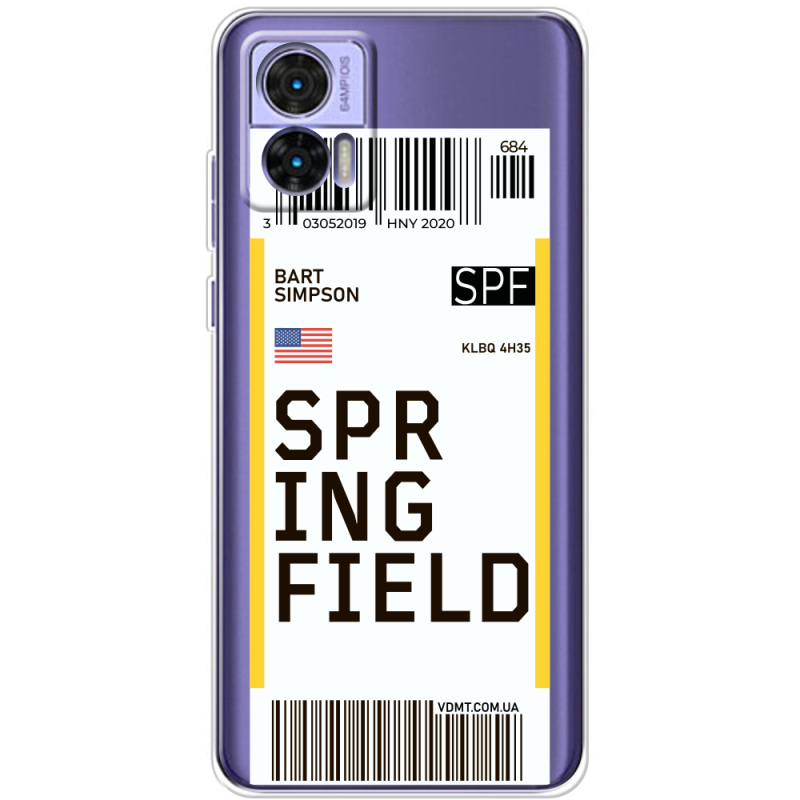 Прозрачный чехол BoxFace Motorola Edge 30 Neo Ticket Springfield