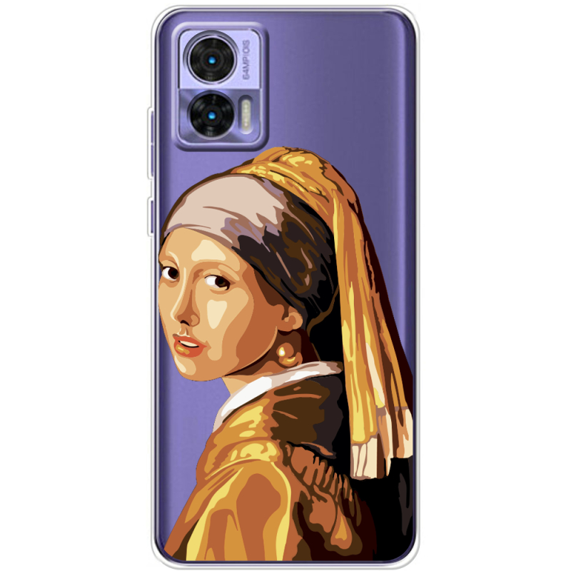 Прозрачный чехол BoxFace Motorola Edge 30 Neo Девушка с жемчужной серёжкой