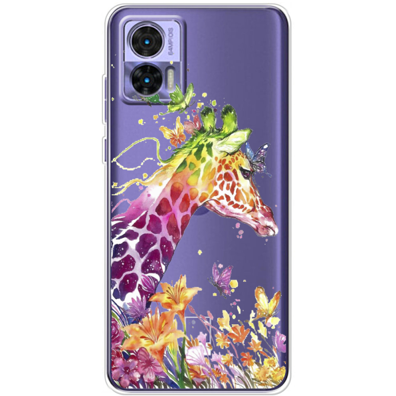 Прозрачный чехол BoxFace Motorola Edge 30 Neo Colorful Giraffe
