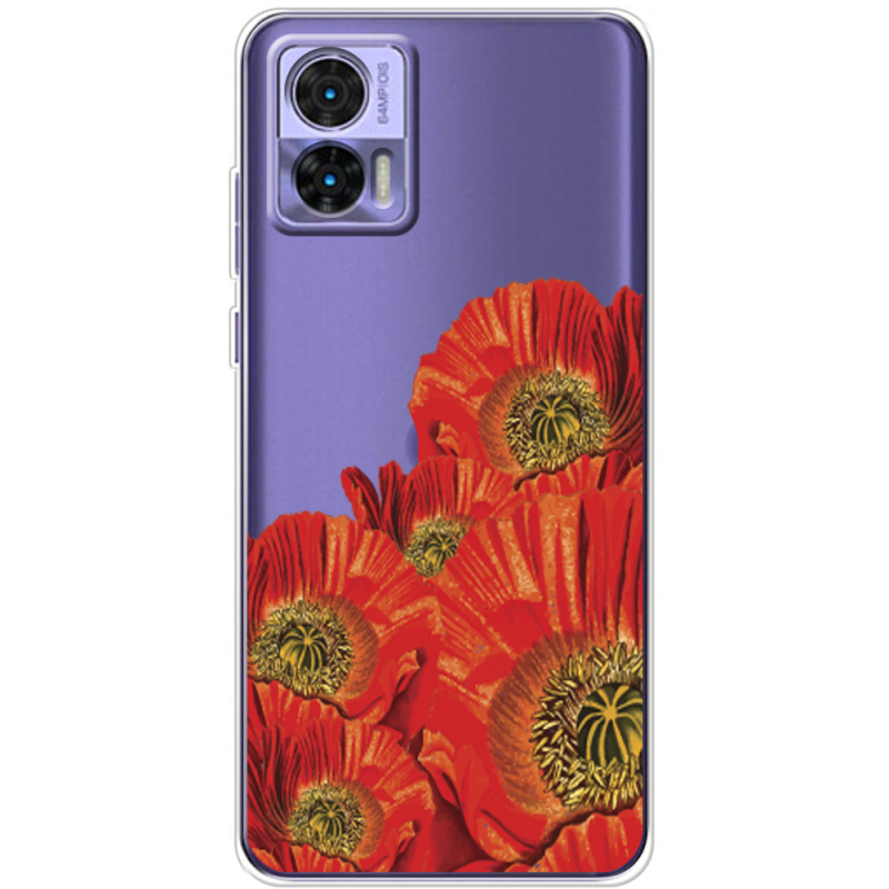 Прозрачный чехол BoxFace Motorola Edge 30 Neo Red Poppies