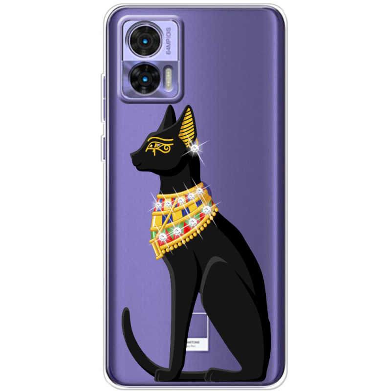 Чехол со стразами Motorola Edge 30 Neo Egipet Cat