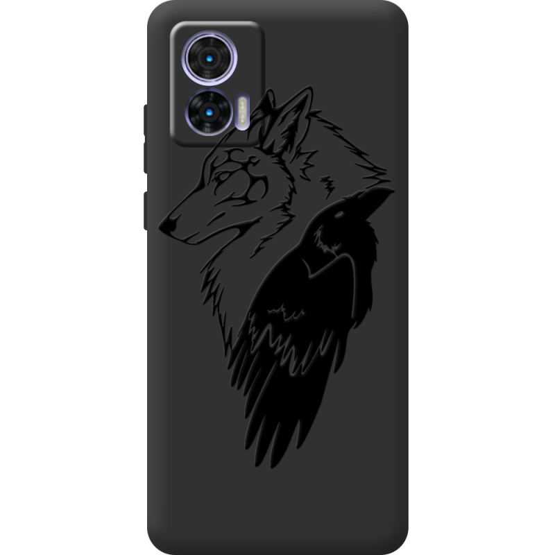 Черный чехол BoxFace Motorola Edge 30 Neo Wolf and Raven