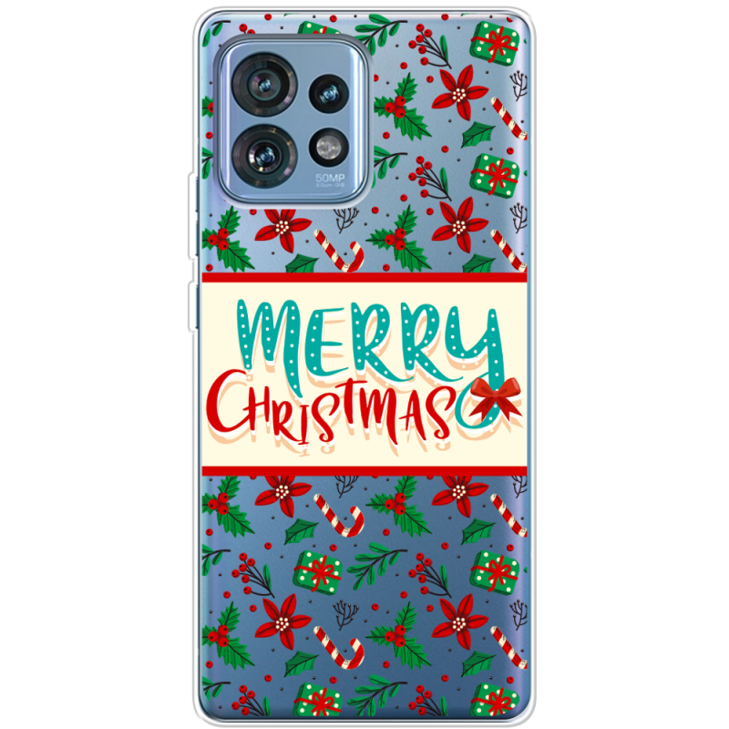 Прозрачный чехол BoxFace Motorola Edge 40 Pro Vintage Christmas Pattern