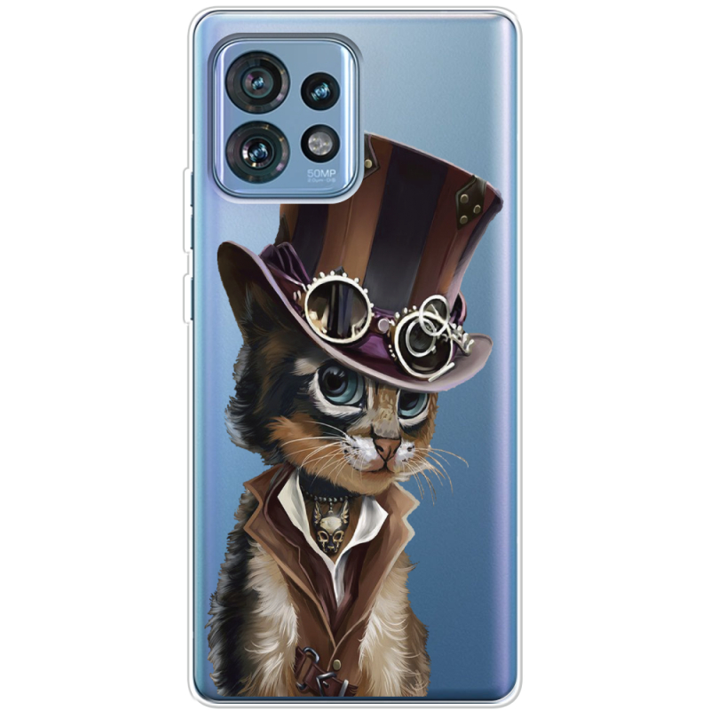 Прозрачный чехол BoxFace Motorola Edge 40 Pro Steampunk Cat