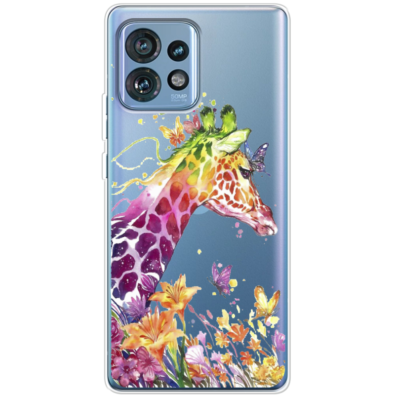 Прозрачный чехол BoxFace Motorola Edge 40 Pro Colorful Giraffe