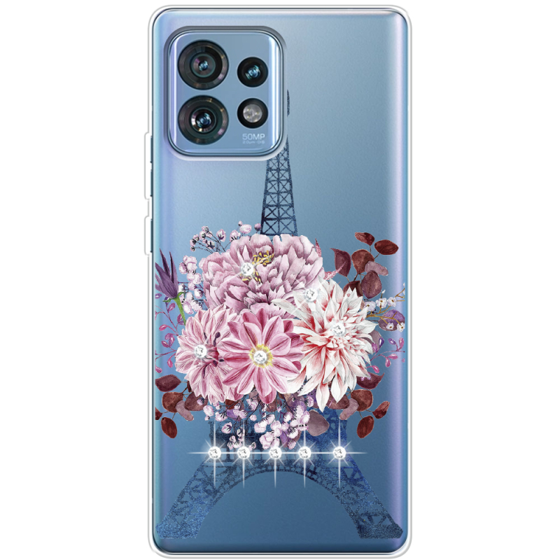 Чехол со стразами Motorola Edge 40 Pro Eiffel Tower