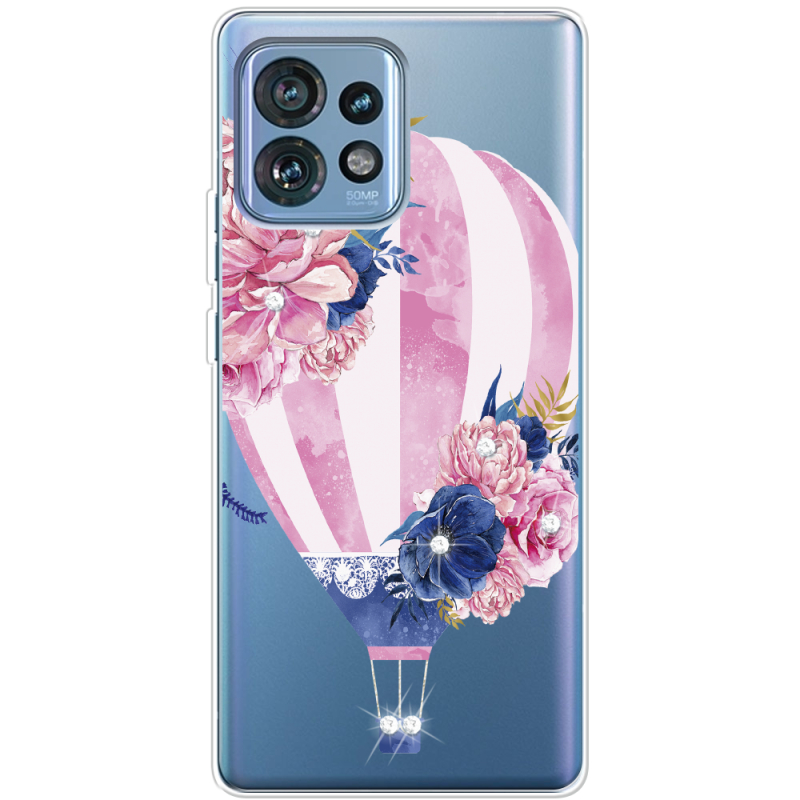 Чехол со стразами Motorola Edge 40 Pro Pink Air Baloon