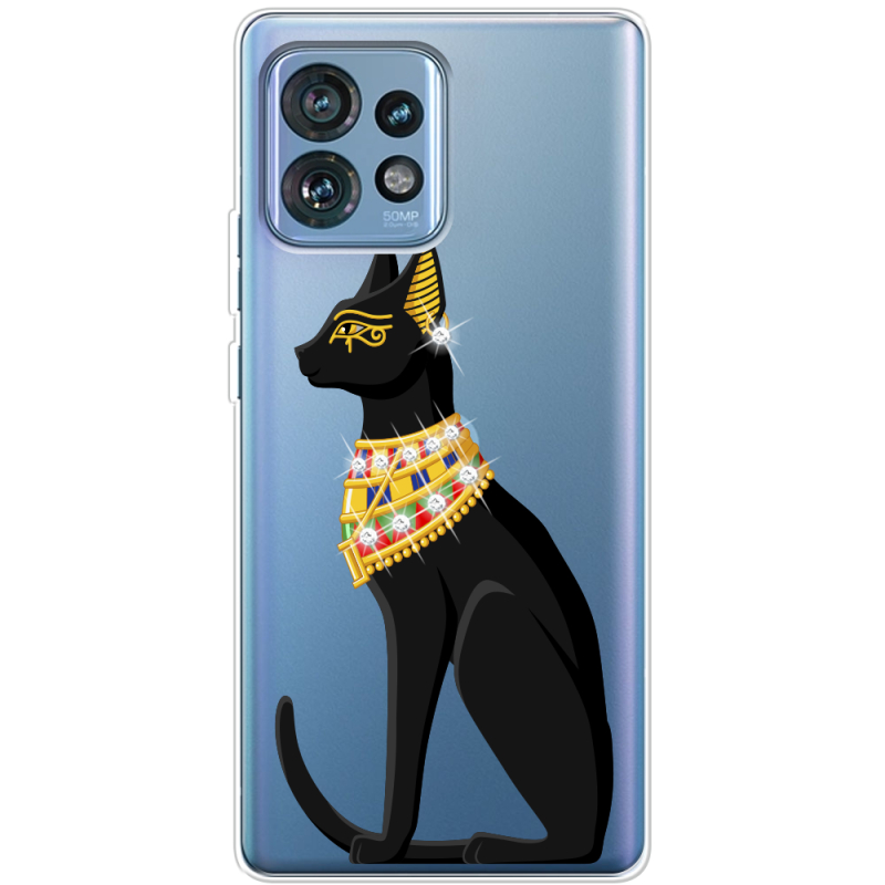 Чехол со стразами Motorola Edge 40 Pro Egipet Cat