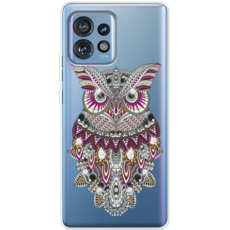 Чехол со стразами Motorola Edge 40 Pro Owl