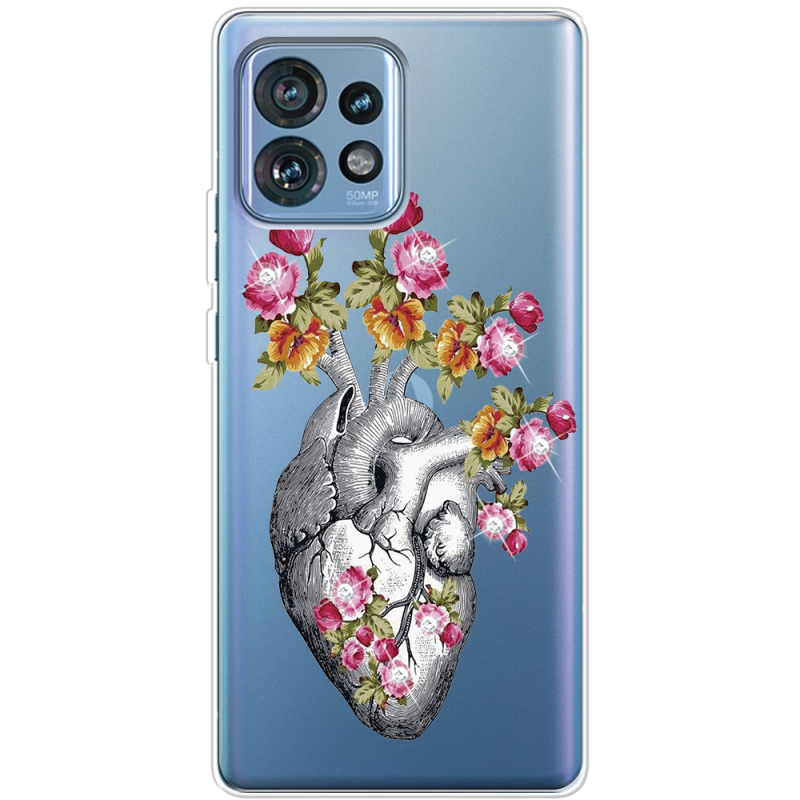 Чехол со стразами Motorola Edge 40 Pro Heart