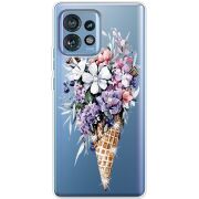 Чехол со стразами Motorola Edge 40 Pro Ice Cream Flowers