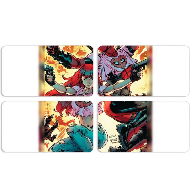 Магнитные фотопазлы 90 на 50 набор 4 штуки Deadpool and Mary Jane