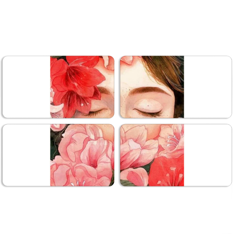 Магнитные фотопазлы 90 на 50 набор 4 штуки Girl in Flowers