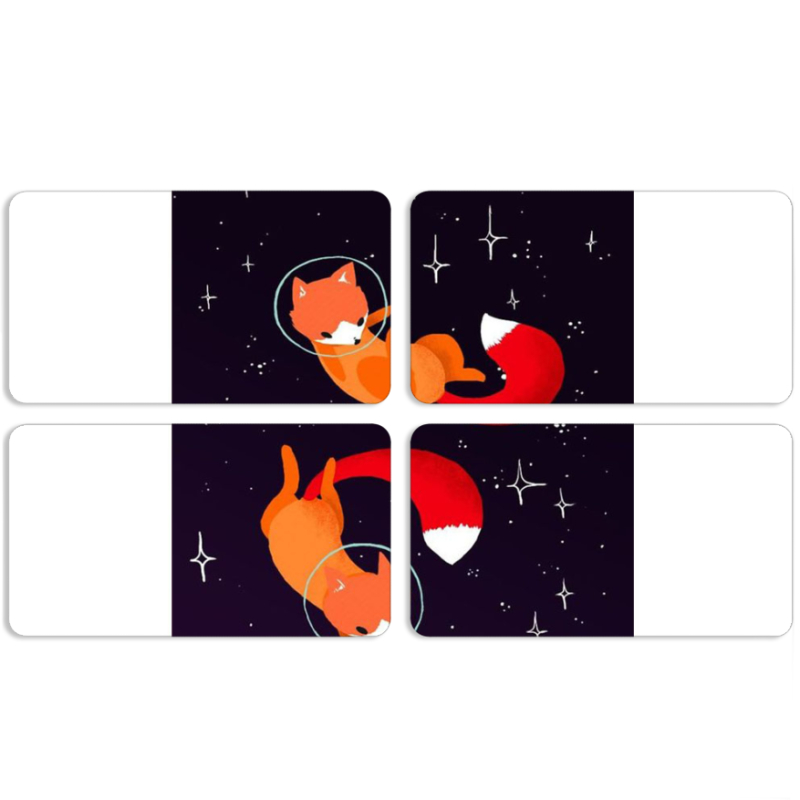 Магнитные фотопазлы 90 на 50 набор 4 штуки Fox-Astronauts