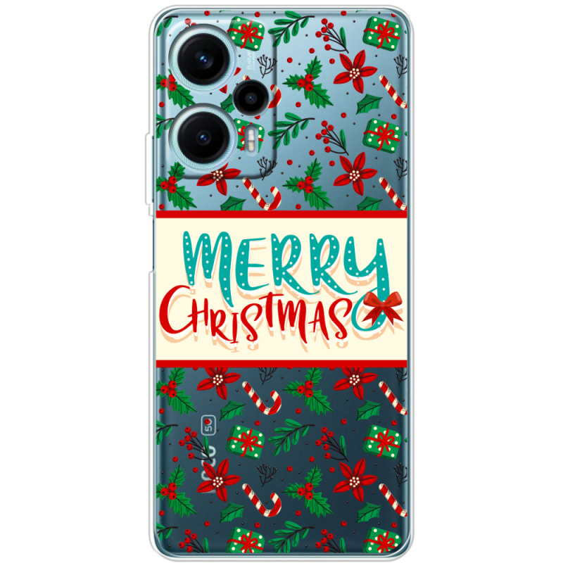 Прозрачный чехол BoxFace Poco F5 Vintage Christmas Pattern