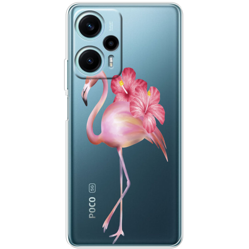 Прозрачный чехол BoxFace Poco F5 Floral Flamingo