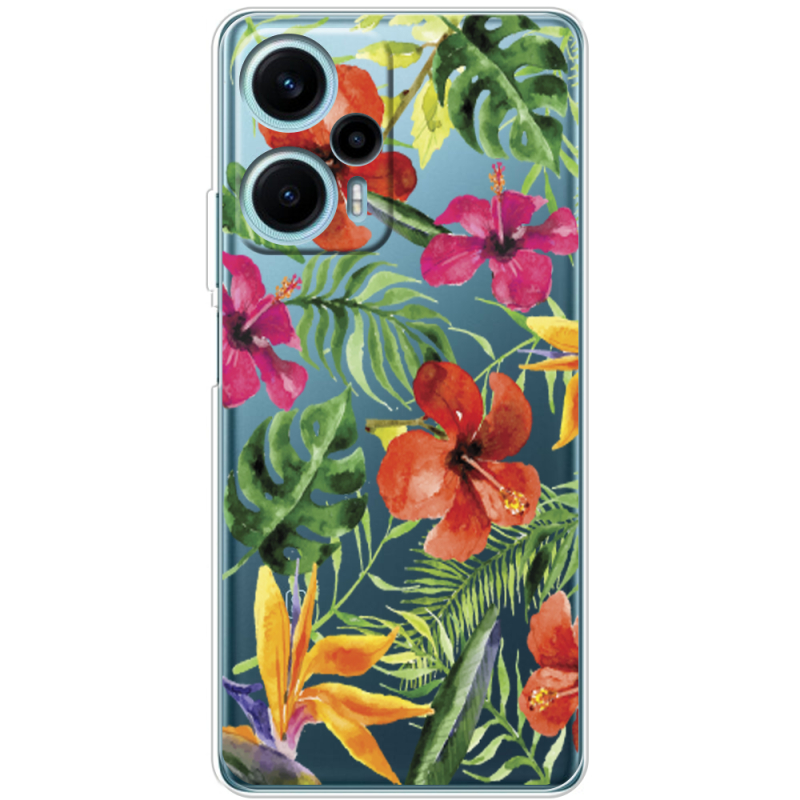 Прозрачный чехол BoxFace Poco F5 Tropical Flowers